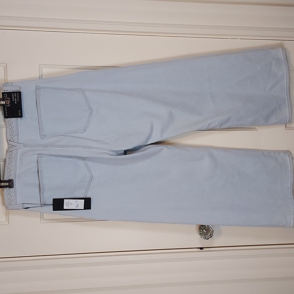 Veronica Beard Grant Wide Leg Jean Braided Waist Aspen - Picture 12 of 12